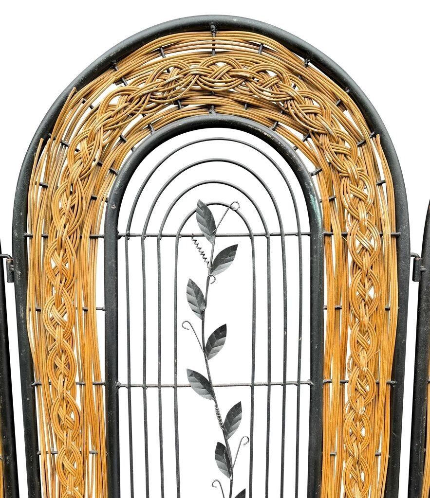 photo furniture A 1970s Woven Rattan And Metal Four Panelled Room Divider Screen