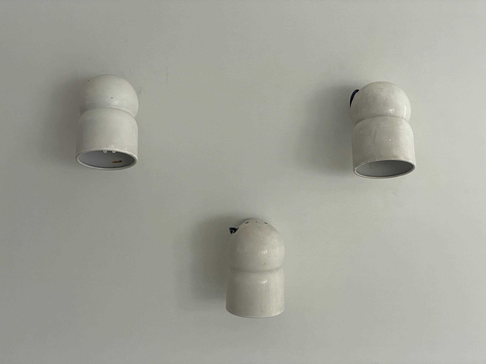 Three White Metal Set Of Wall Lamps By Martinelli Luce, 1960s, Italy photo for sale