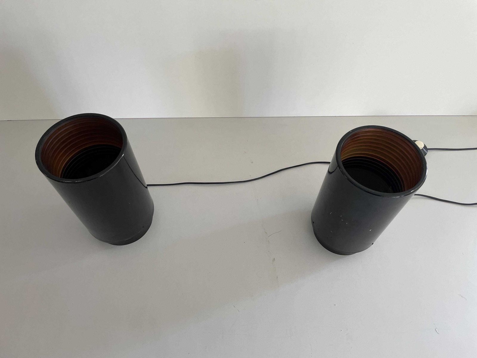 Mid Century Modern Black Metal Pair Of Table Lamps, 1960s, Italy photo Lighting