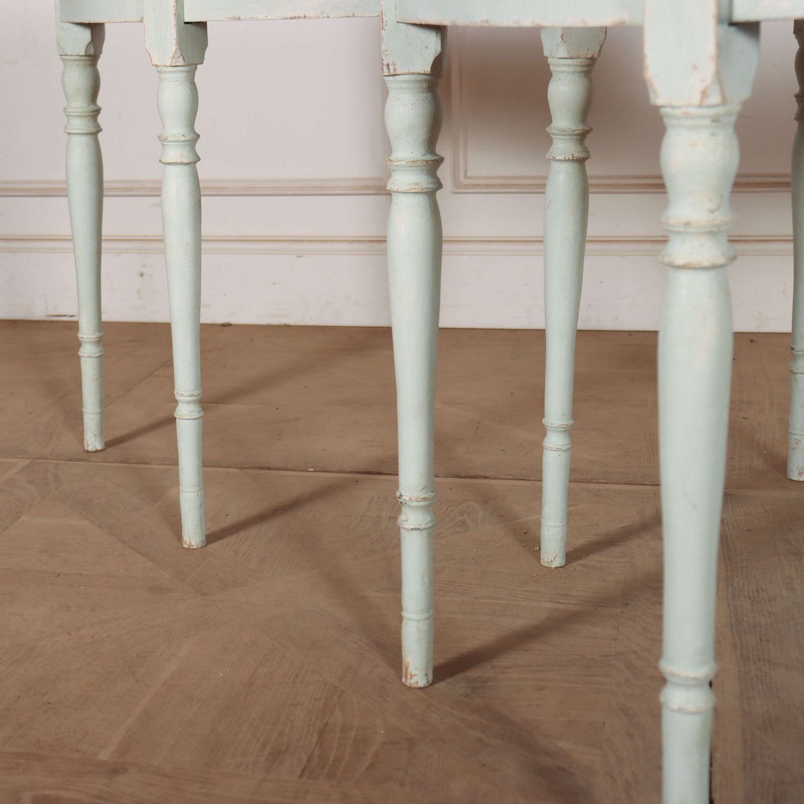 Pair Of Swedish Painted Demi Lune Console Tables photo Furniture