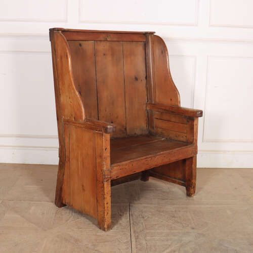 Welsh Pine Settle, 1800s, Antique