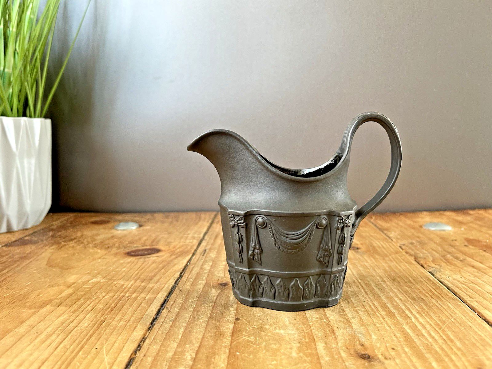 Antique 19th Century Black Basalt Regency Acanthus Leaf Creamer Jug Wedgwood photo buy