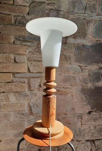 Uno Kristiansson For Luxus, Sweden. A Turned Pine Table Lamp. 1970s. photo furniture