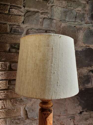 Uno Kristiansson For Luxus, Sweden. A Turned Pine Table Lamp. 1970s. photo 255.0