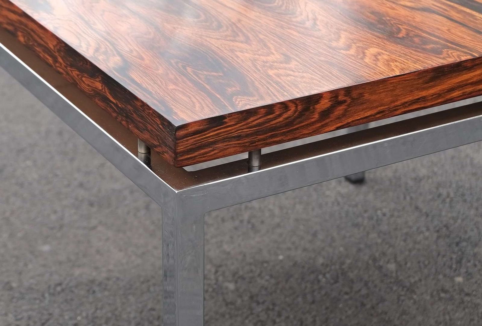 Rosewood And Chrome Square Coffee Table Danish 1960’s photo Furniture