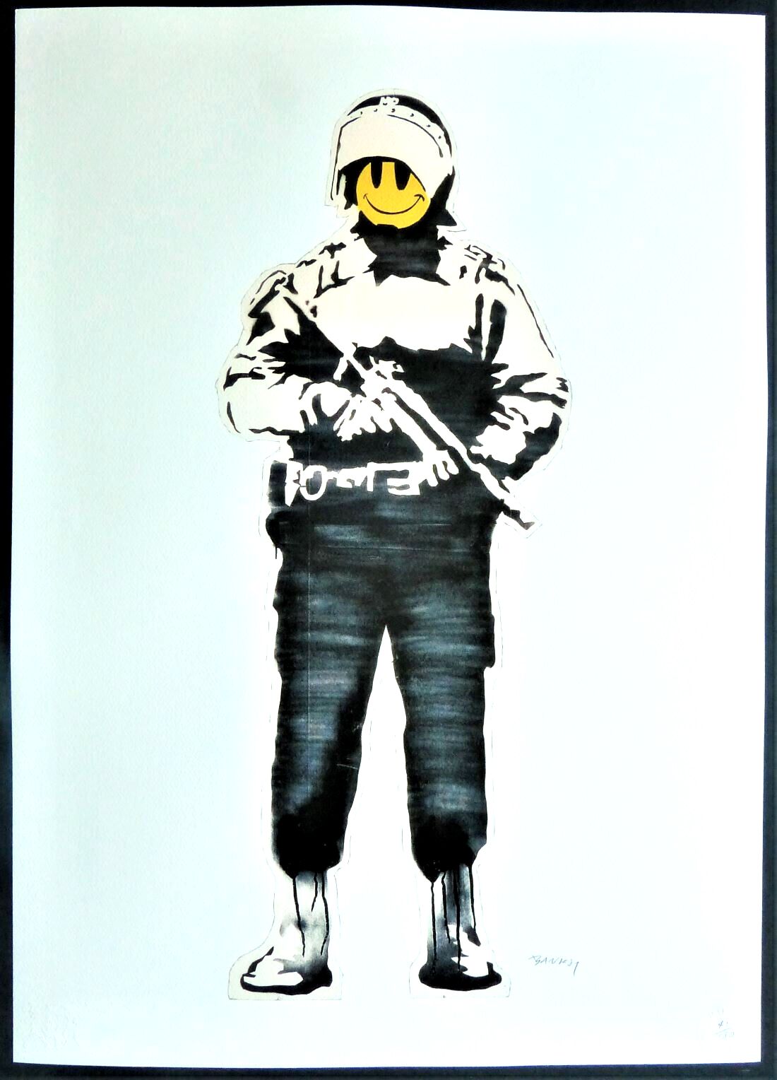 Banksy Smily Cooper Limit. Lithography On Arches Bands Hands.  41/150