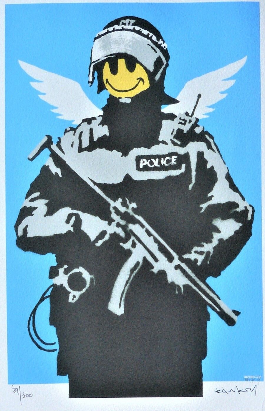 Banksy " Flying Copper " Limit. Lithograph On Arches Laid Paper 89/300 photo furniture