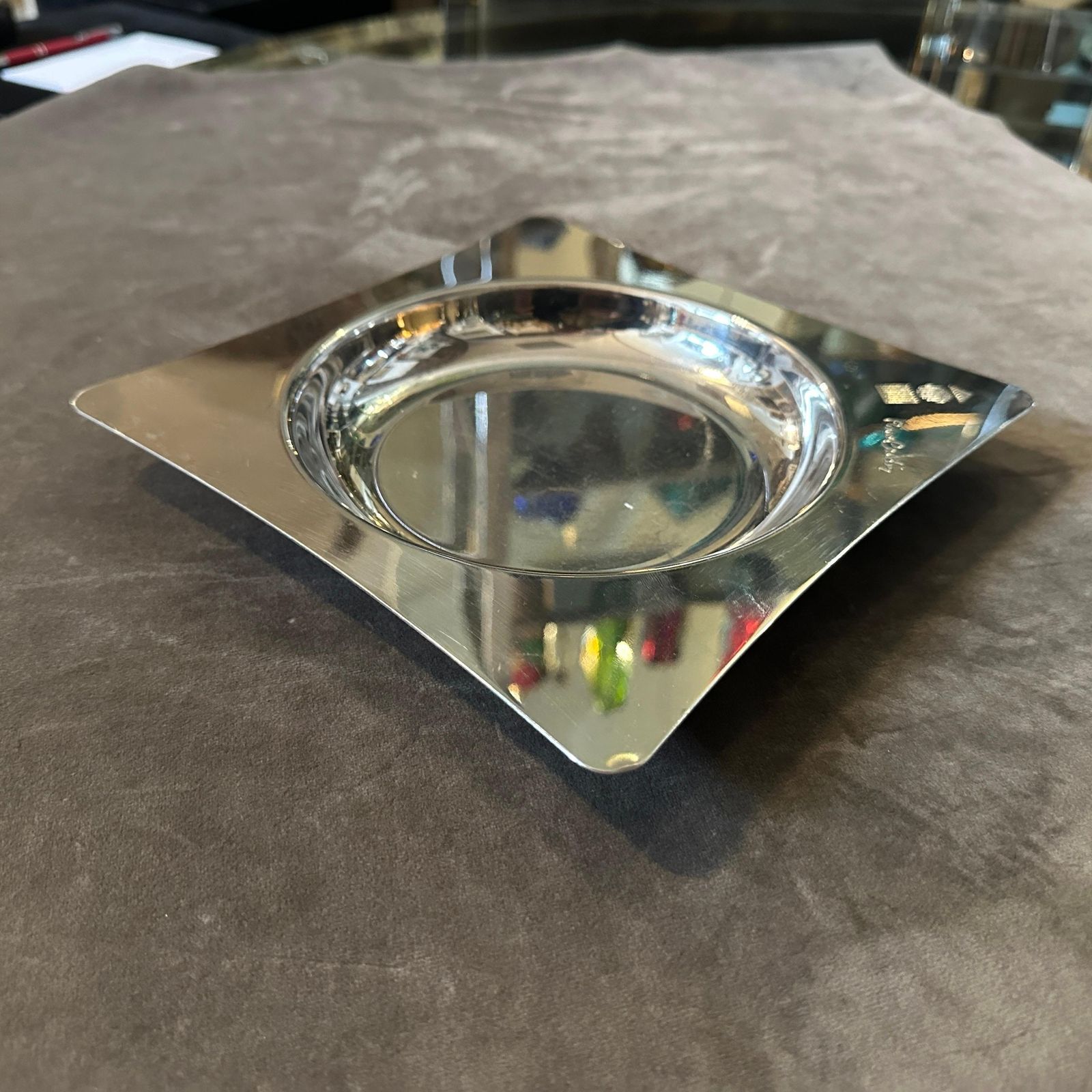 1980s Mid Century Modern Silver Plated Vide Poche By Pierre Cardin photo for sale