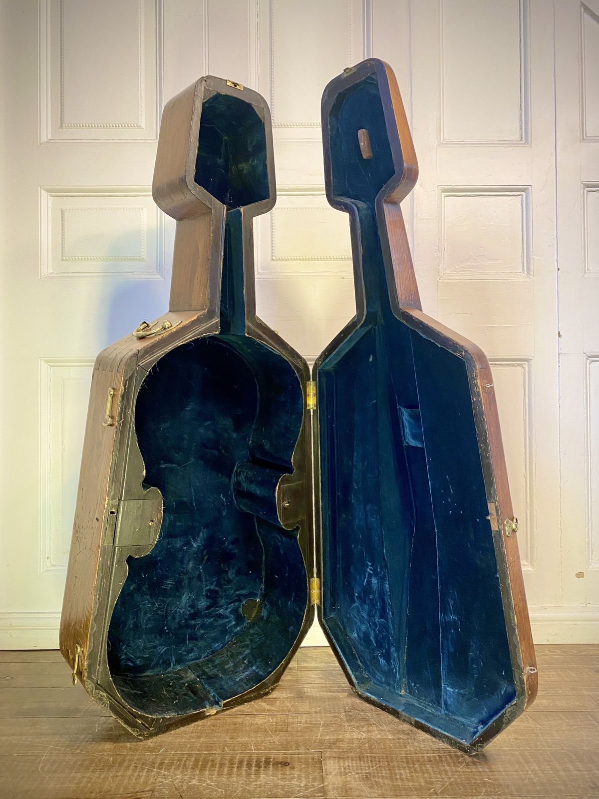 Antique Velvet Lined Cello Case. photo furniture