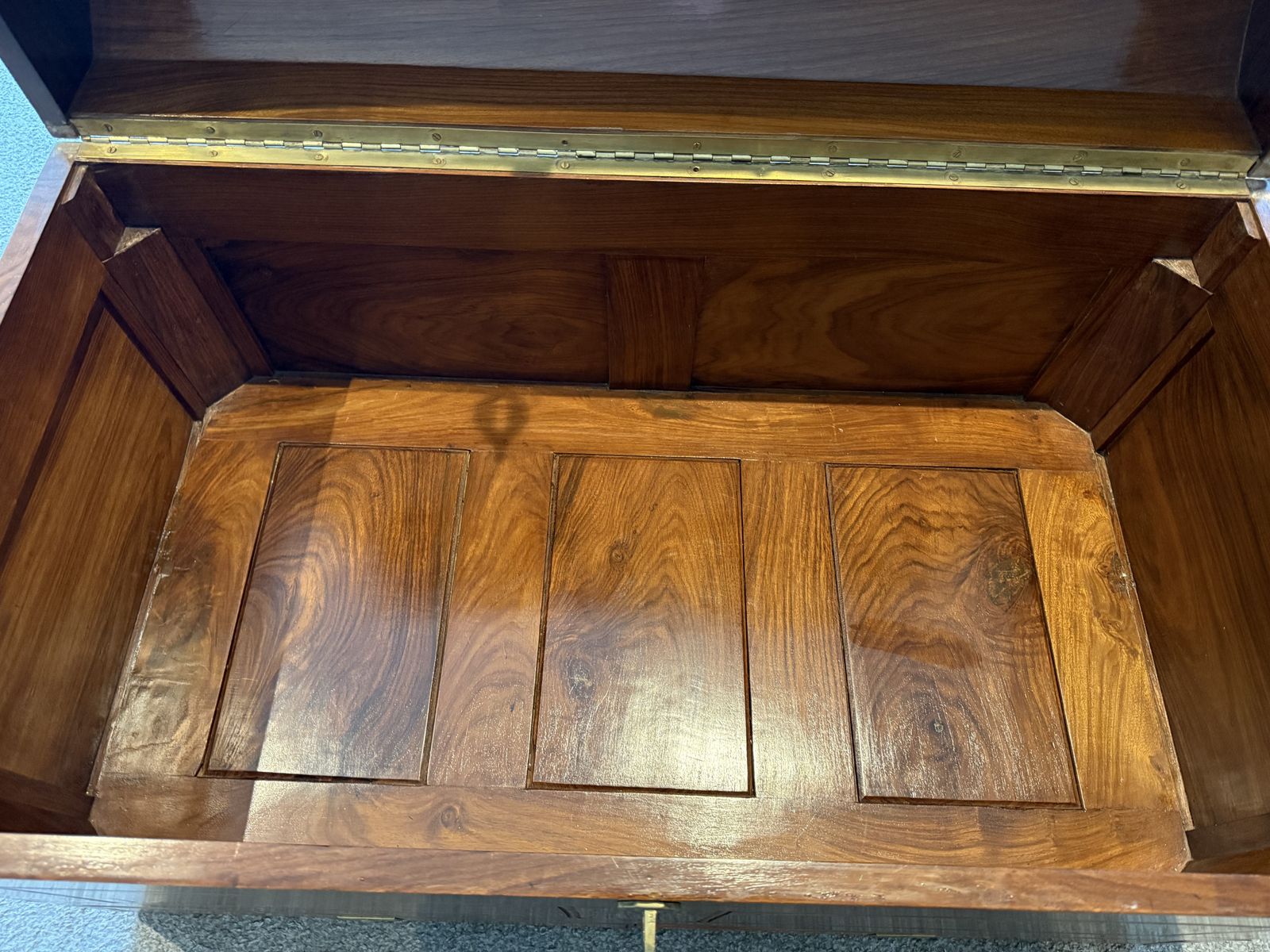 Campaign Style Teak Chest With Brass Inlay & Secret Drawer photo 475.0