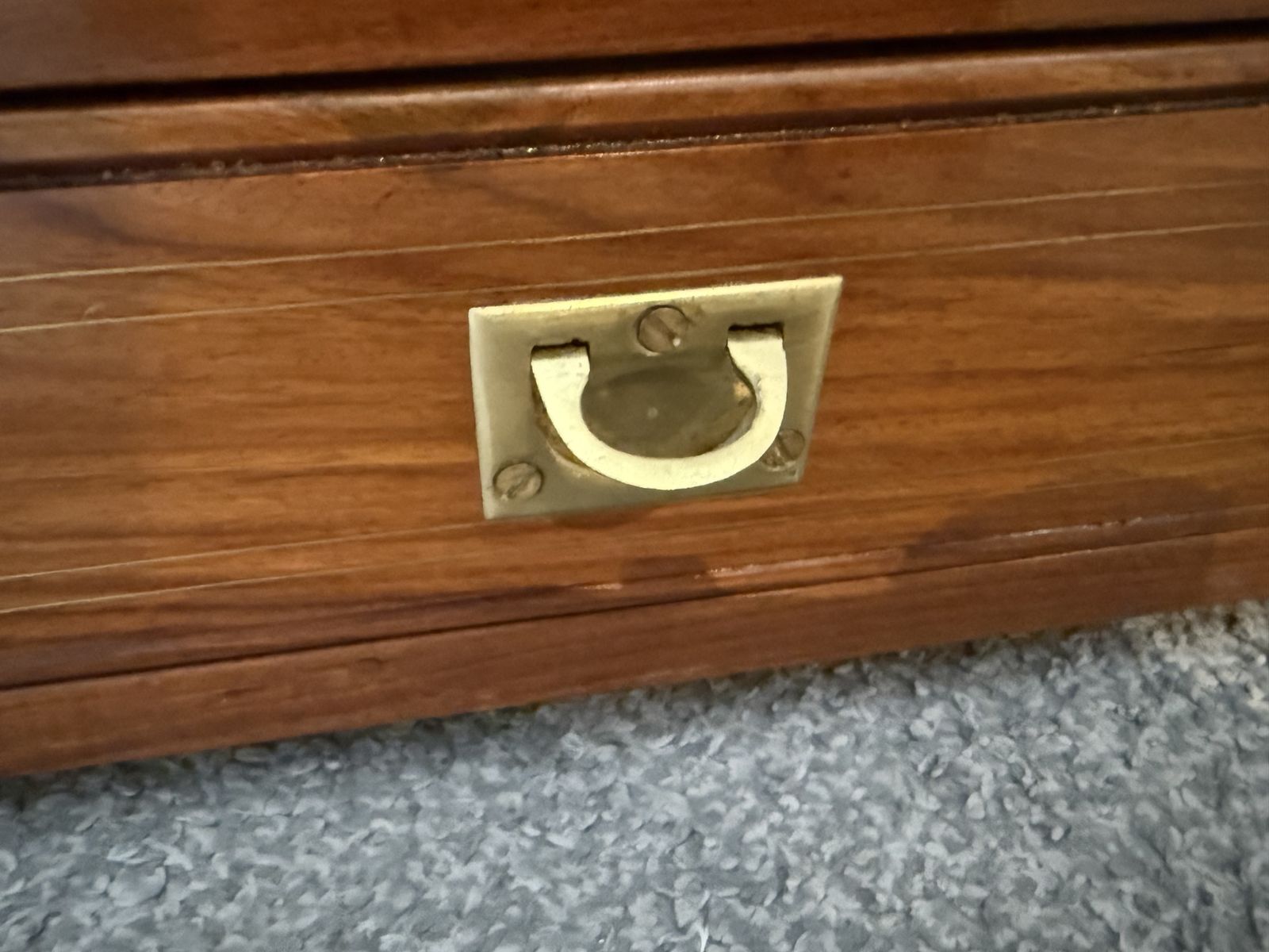 Campaign Style Teak Chest With Brass Inlay & Secret Drawer photo vinterior
