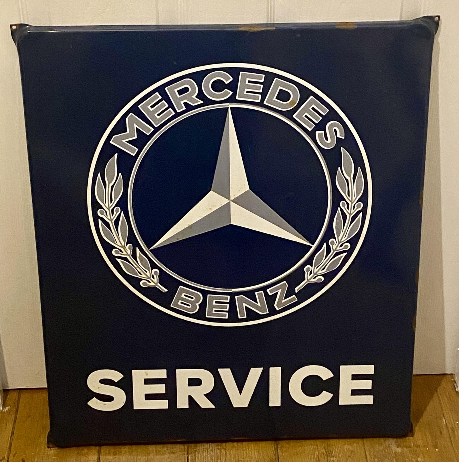 Vintage Mercedes Benz Service Large Enamel Metal Advertising Sign Dealership Showroom Garage Pagoda Automotive Art 300 Sl Amg S E C A Class G Wagon