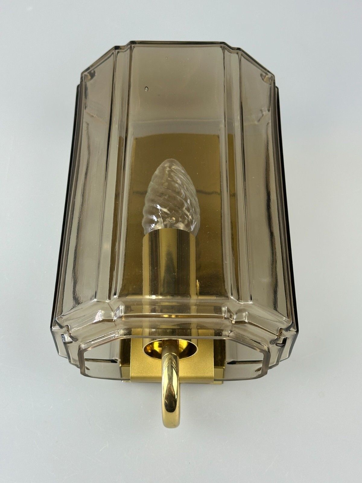 60s 70s Wall Lamp Glashütte Limburg Germany Glass & Metal Age Design photo for sale