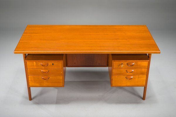 photo vintage Danish Teak Desk By Kai Kristiansen For Fm Møbler, 1960s