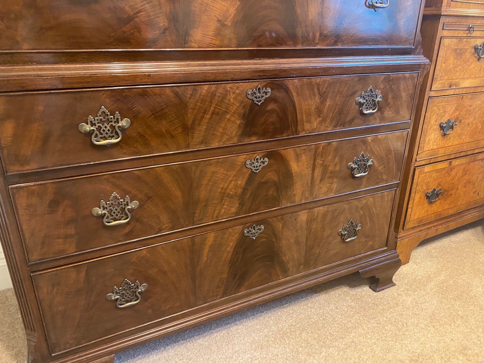 photo furniture Geroge III Design   Figured Mahogany Tallboy   Waring & Gillow
