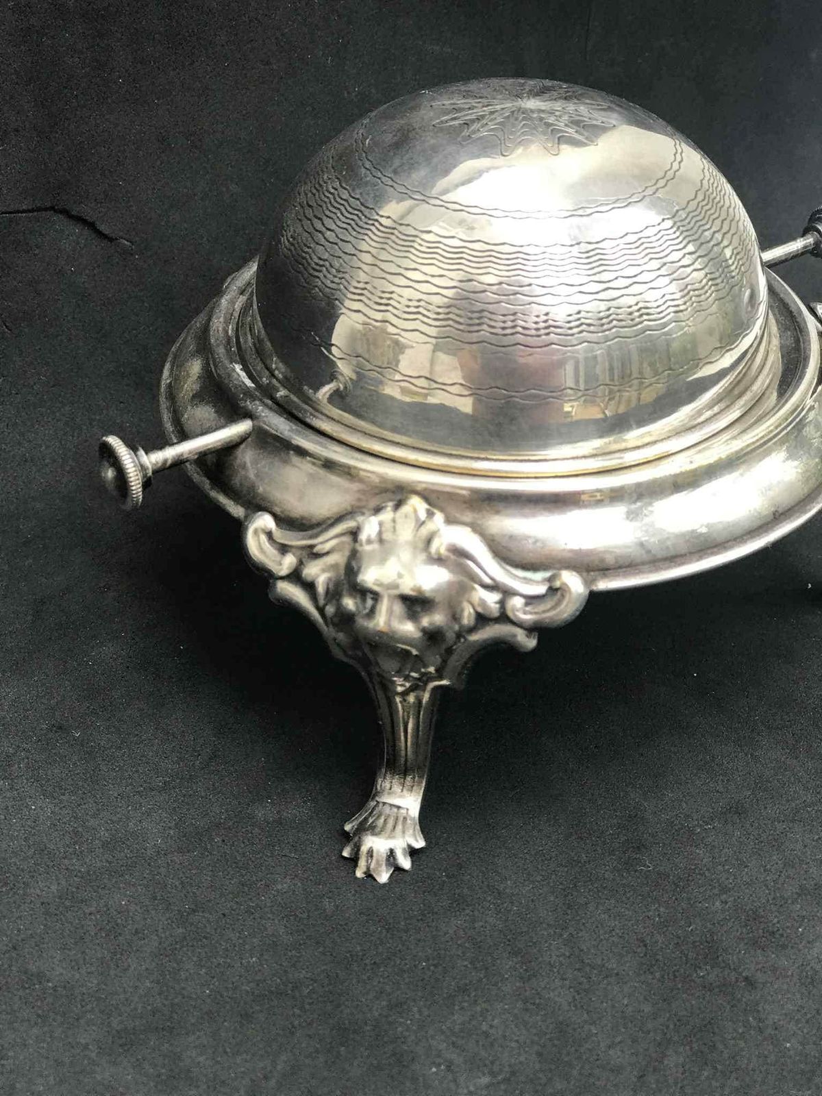 Caviar Small Dish Butter Dish With Lid Roll Top Silver Plated Breakfast Vintage Butter Globe Domed Lidded Dish Antique English Wedding Gift photo vintage