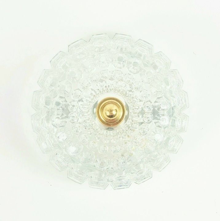 Mid Century Diamant Glas & Messing Plafondlamp Van Helena Tynell Voor Limburg, Duitsland, Jaren 1960 photo furniture