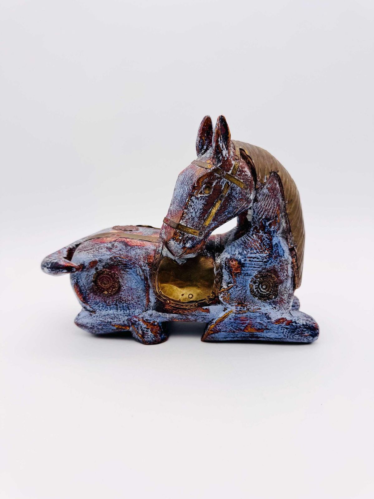 Brass And Wood Horse Sculpture, Horse Figurine