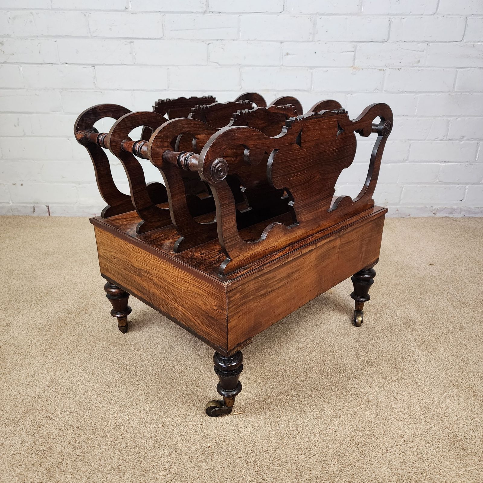 An Early 19th Century Rosewood Canterbury, Carved Prince Of Wales Feathers photo vintage