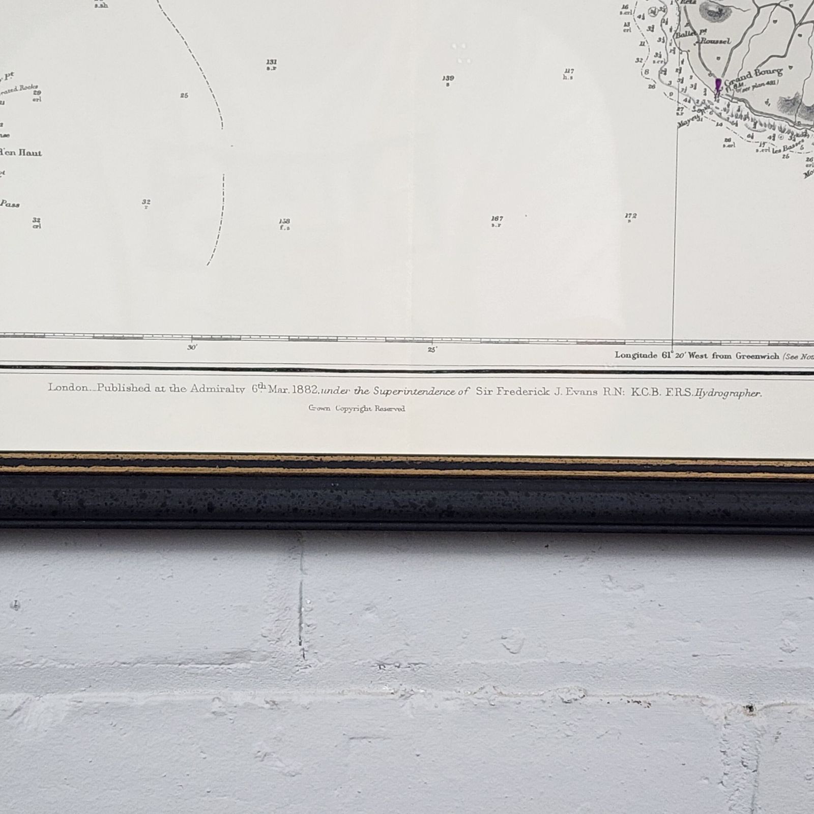 Vintage Admiralty Chart 885   Guadeloupe With The Adjacent Islands photo Art
