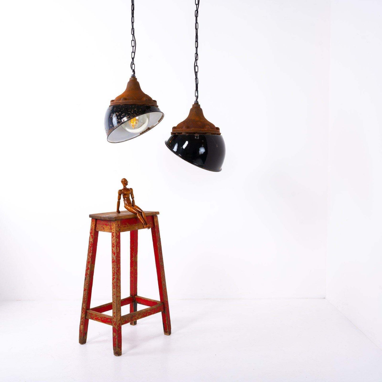 Vintage Heavy Industrial Rusted Finish Flameproof Pendant Lights By Gec photo Lighting