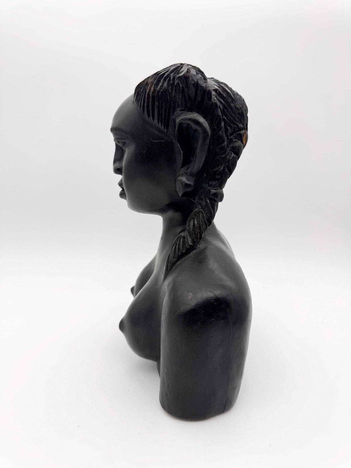 African Ebony Woman Bust, Wooden Woman Statue, African Sculpture photo Art