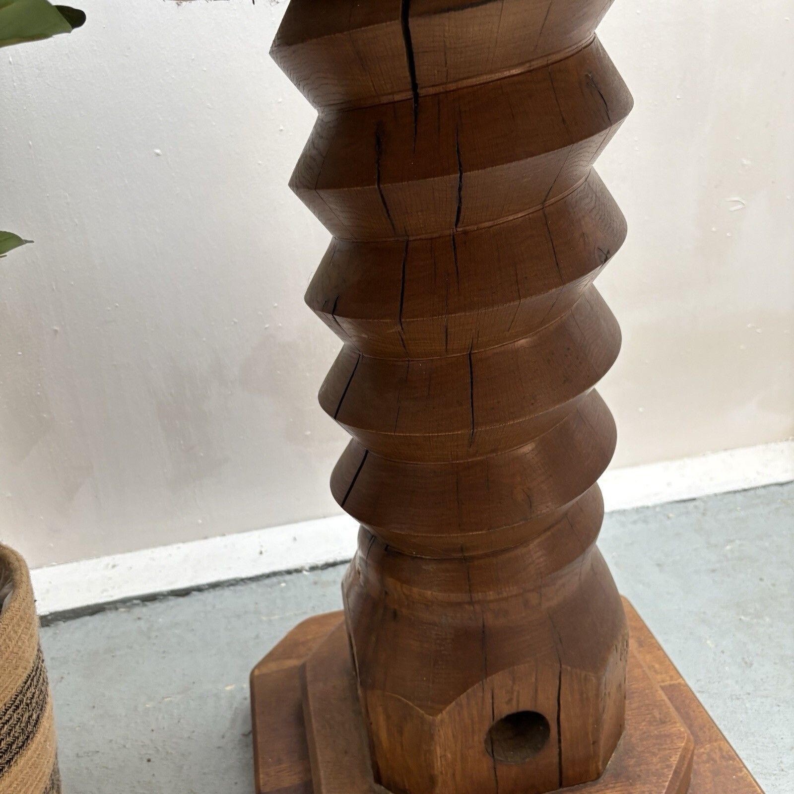 Vintage French Oak Cider Press “Vis” Screw Reception Restaurant Lekton Stand photo 165.0
