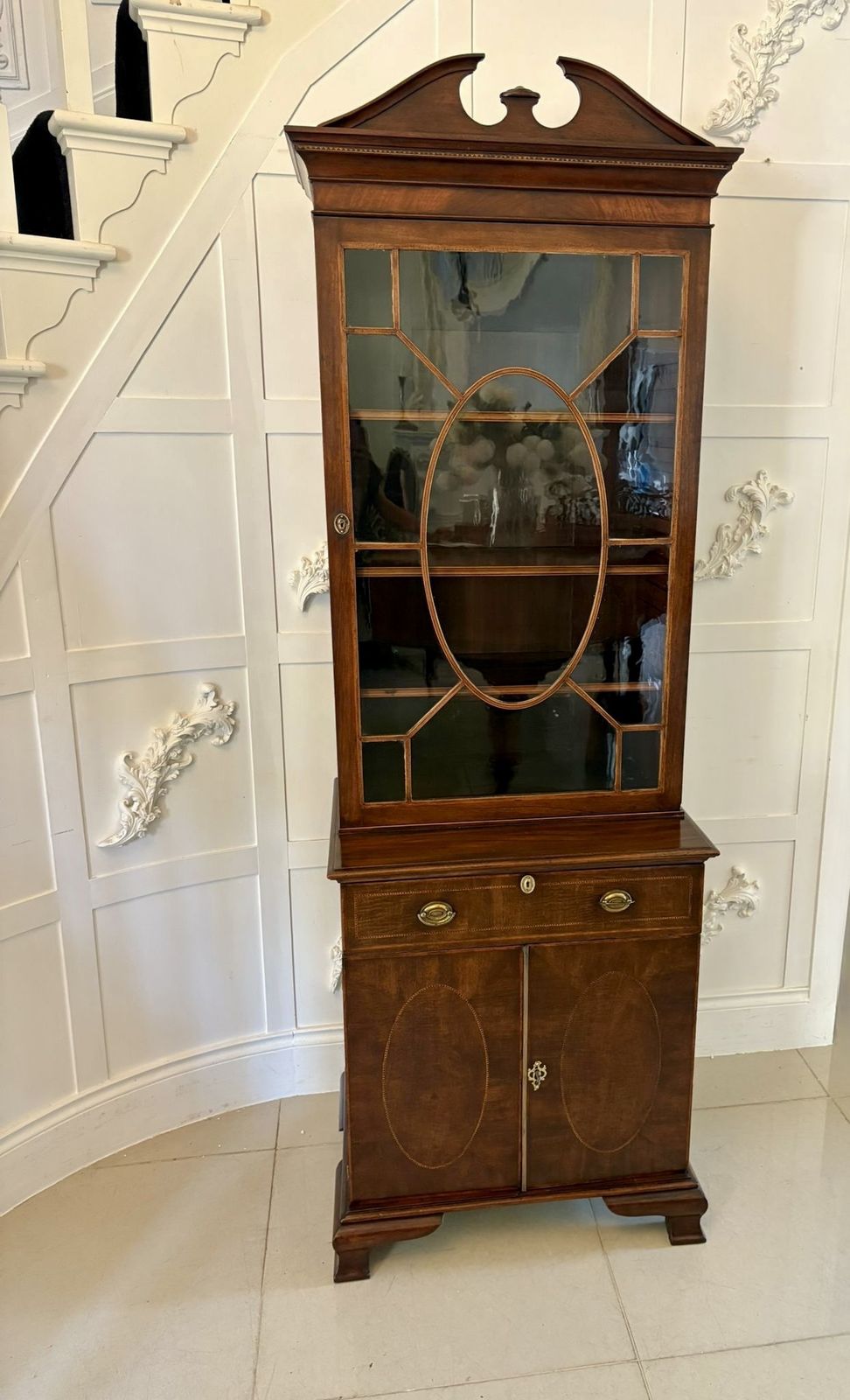 photo buy Outstanding Quality Antique 19th Century Mahogany Inlaid Bookcase
