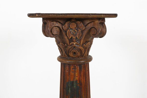 Antique Carved Wood Corinthian Column, France, 1890s photo for sale