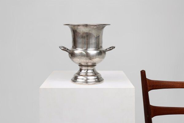 Mid Century French Silver Plated Copper Champagne Bucket, 1890s photo Home Decor