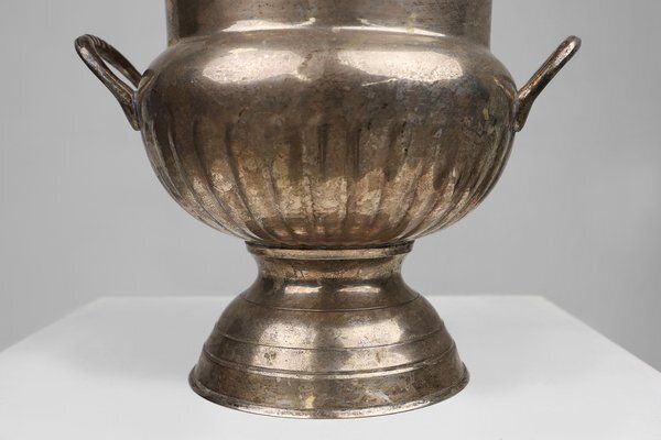 Antique Medicis Shaped Silver Plated Copper Champagne Bucket, 1890s photo for sale