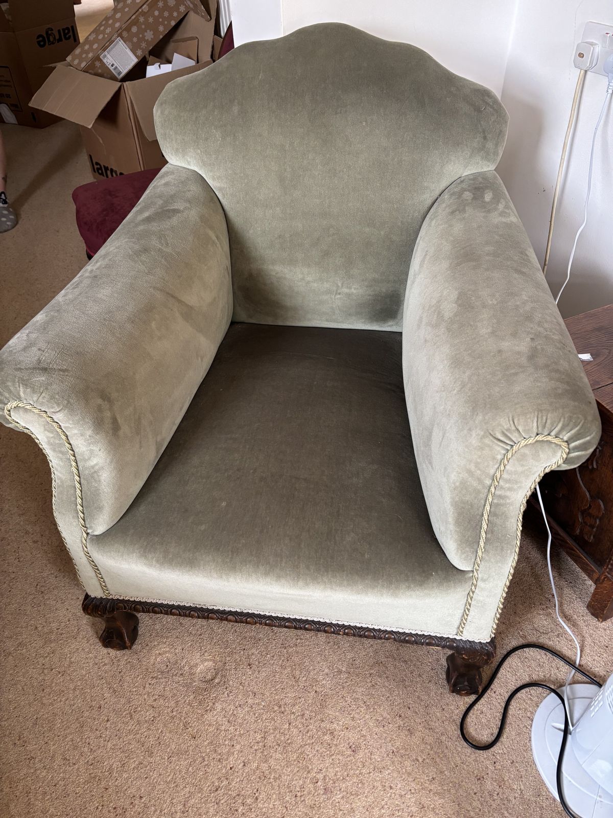 Vintage Green Velvet Armchair