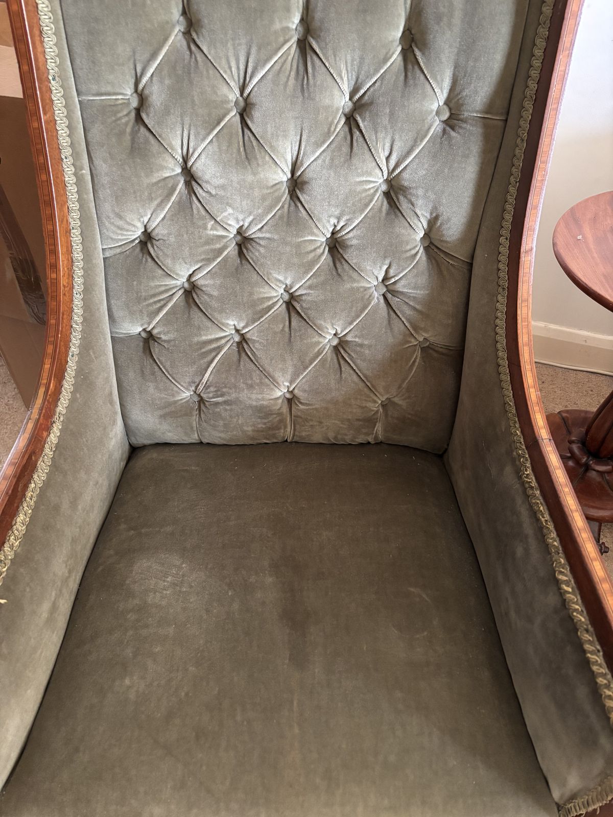 Edwardian Green Velvet Armchair photo Furniture