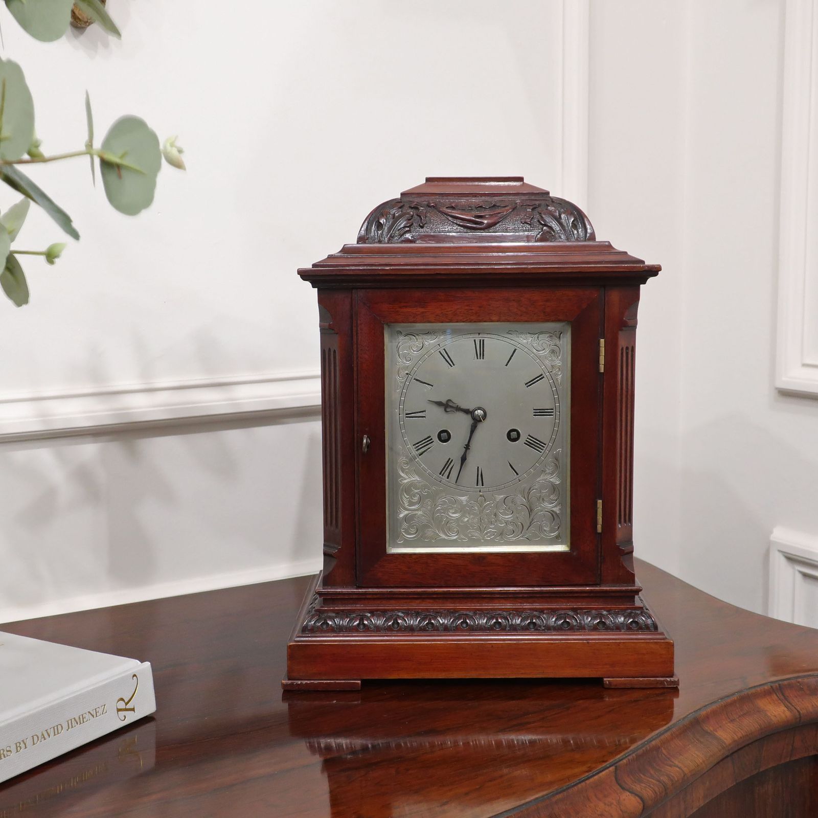 French Belle Epoque Mahogany Antique Mantel Clock