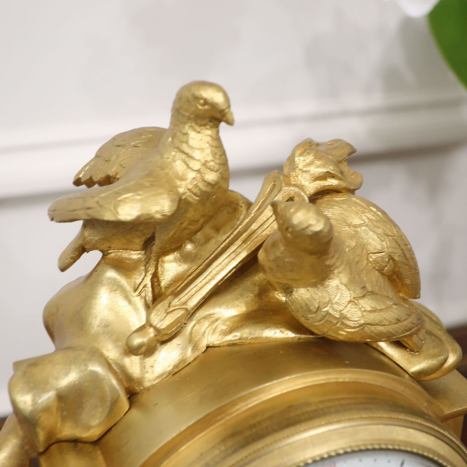 French Louis XIV Style Bronze Gilt Antique Mantel Clock photo vintage