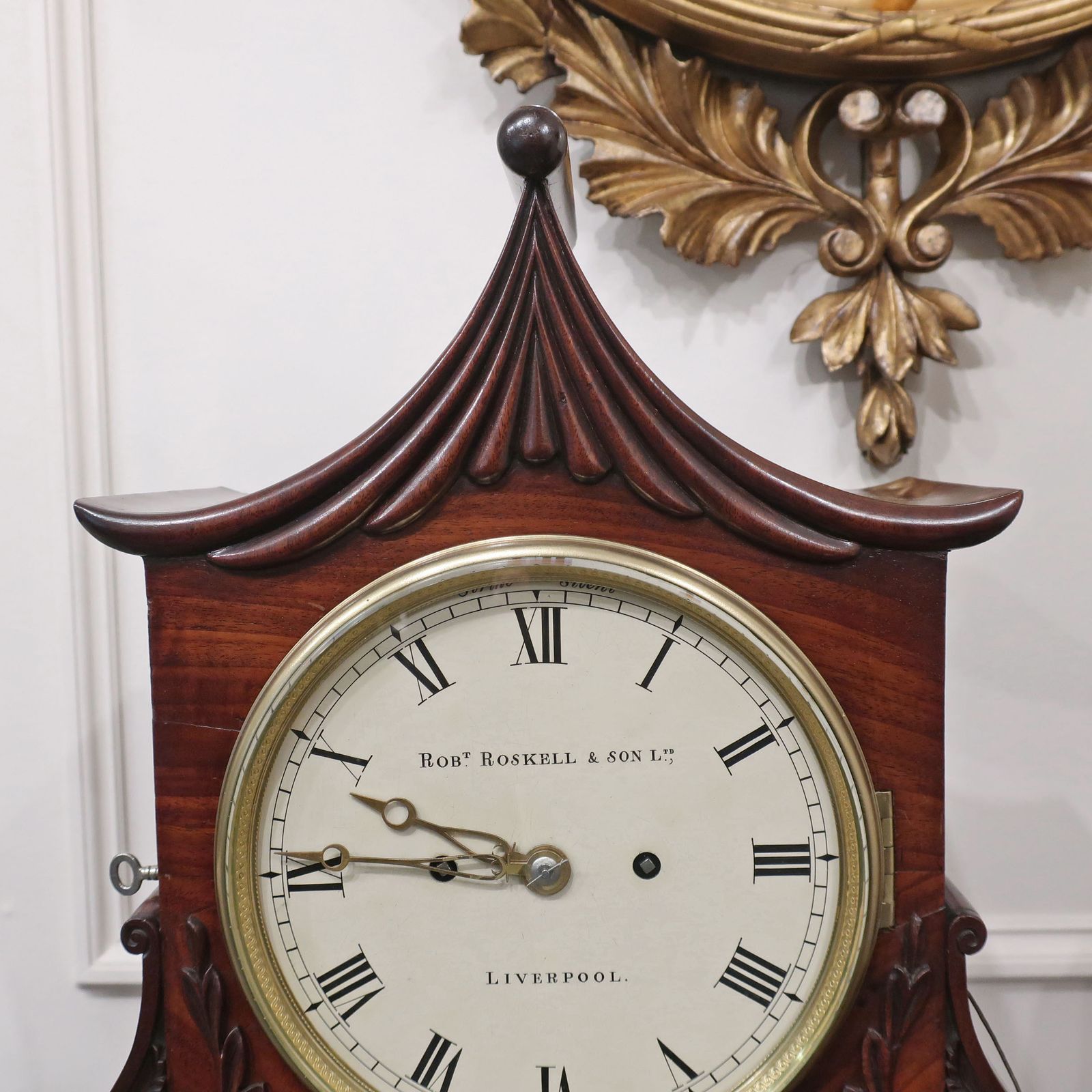 photo for sale English Georgian Mahogany Bracket Clock By Roskell Of Liverpool