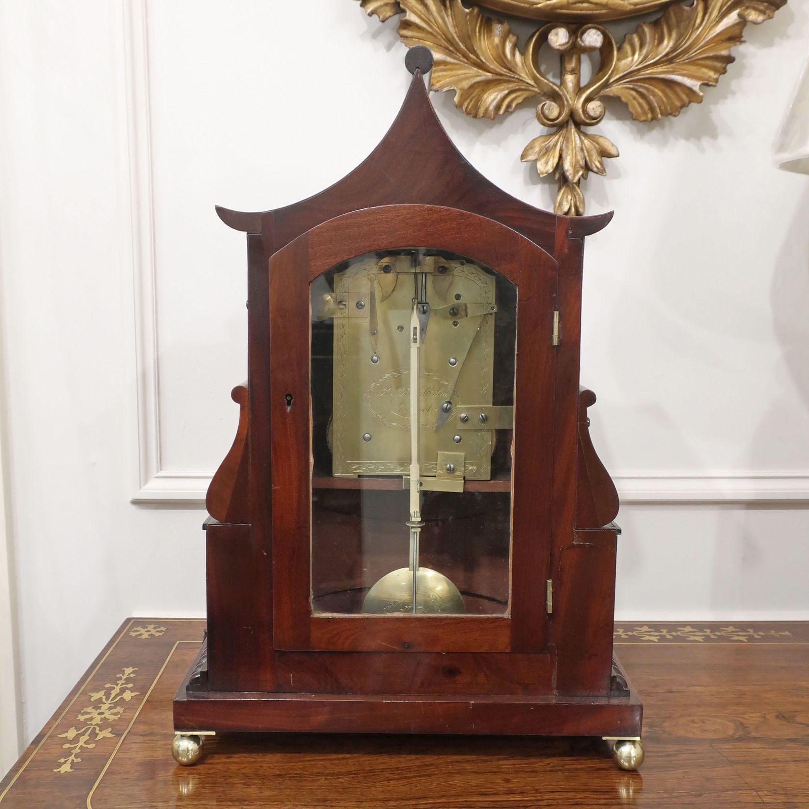 photo vinterior English Georgian Mahogany Bracket Clock By Roskell Of Liverpool