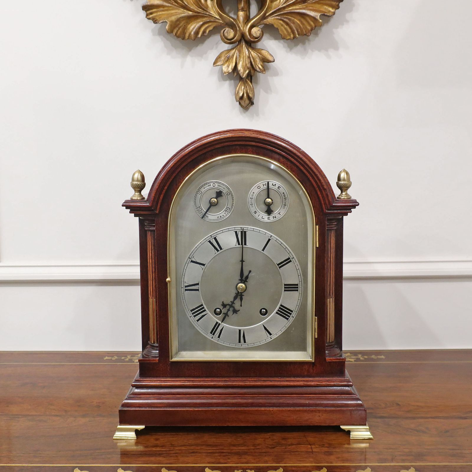 German Victorian Mahogany Ting Tang Striking Bracket Clock By W&H