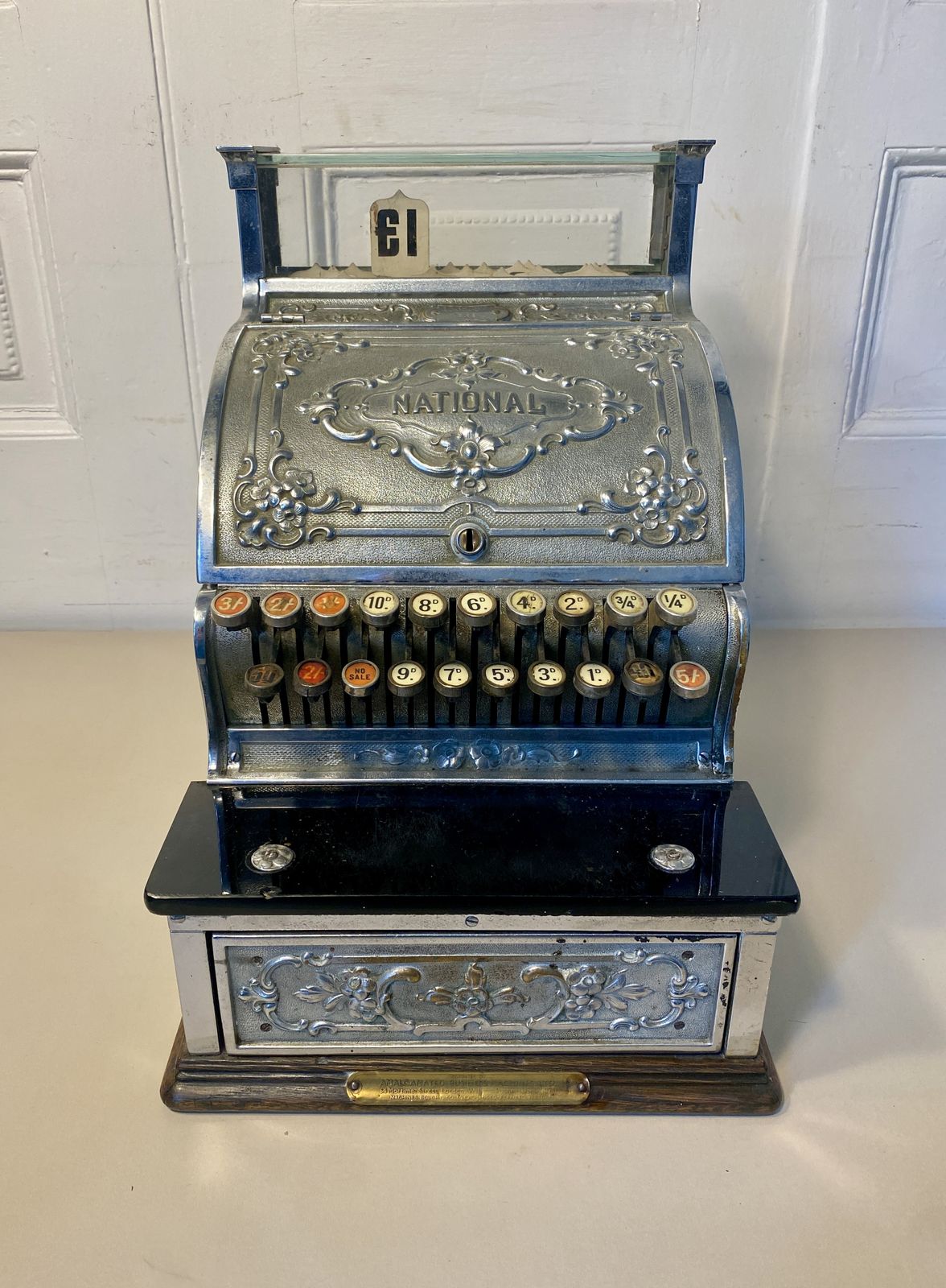 'National' Cash Register, Antique Till, Chrome Candy / Barber Shop. photo vintage