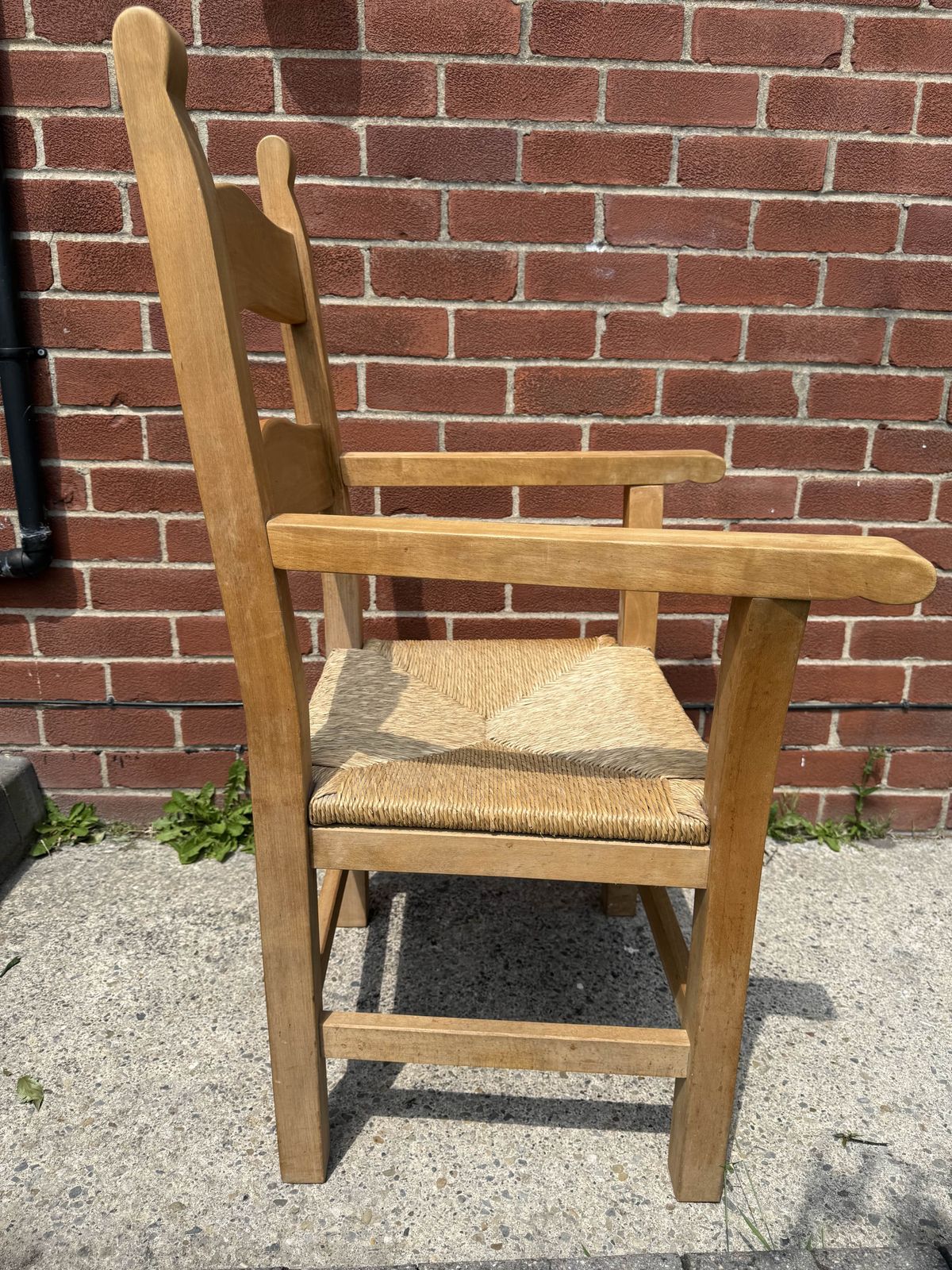 Rush Seat Oak Armchair photo vintage