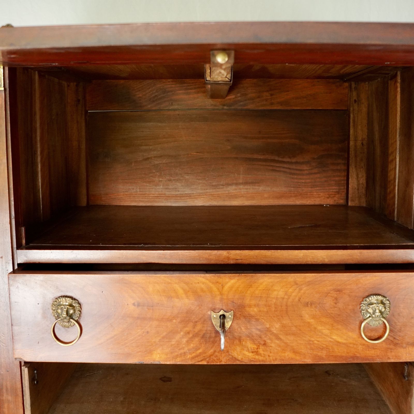 French Empire Walnut Tall Chest Of Drawers photo for sale