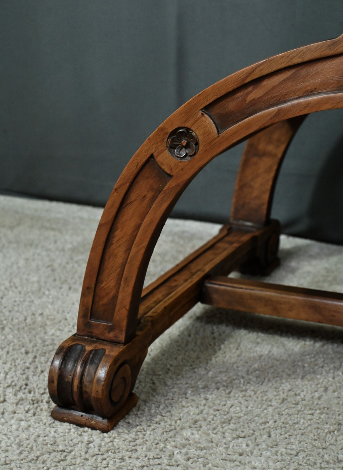 910.0 Pair Of Dagobert Walnut Armchairs, Medieval Style – Late 19th Century photo
