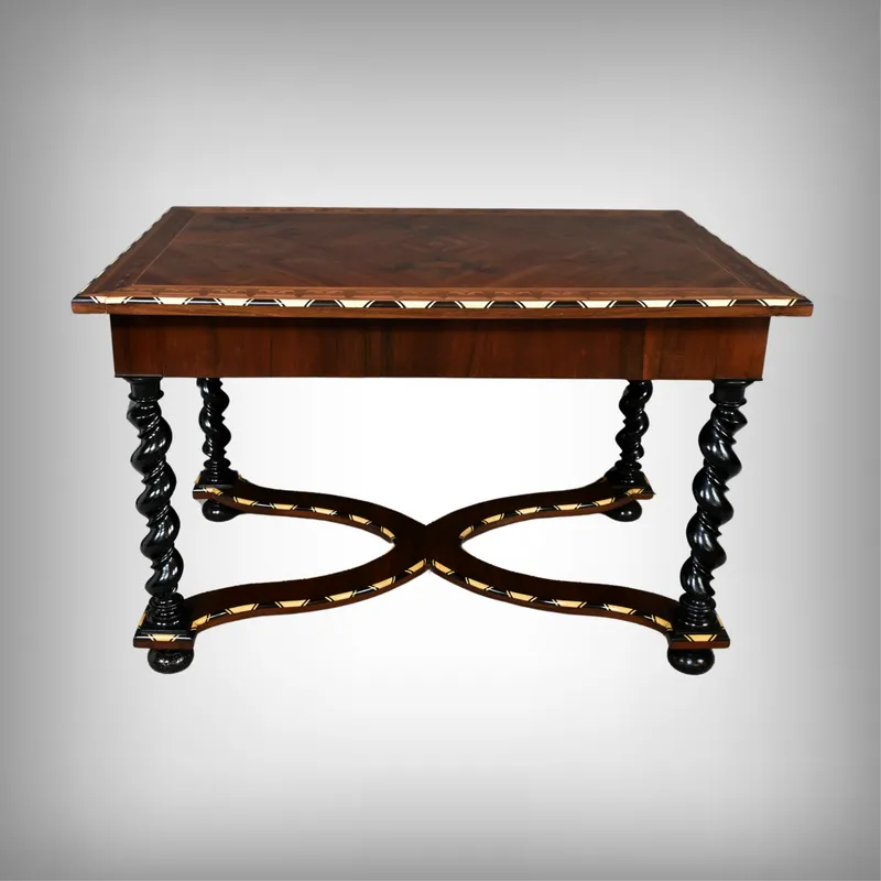Desk Table In Precious Wood Marquetry, Napoleon III Period – Mid 19th Century