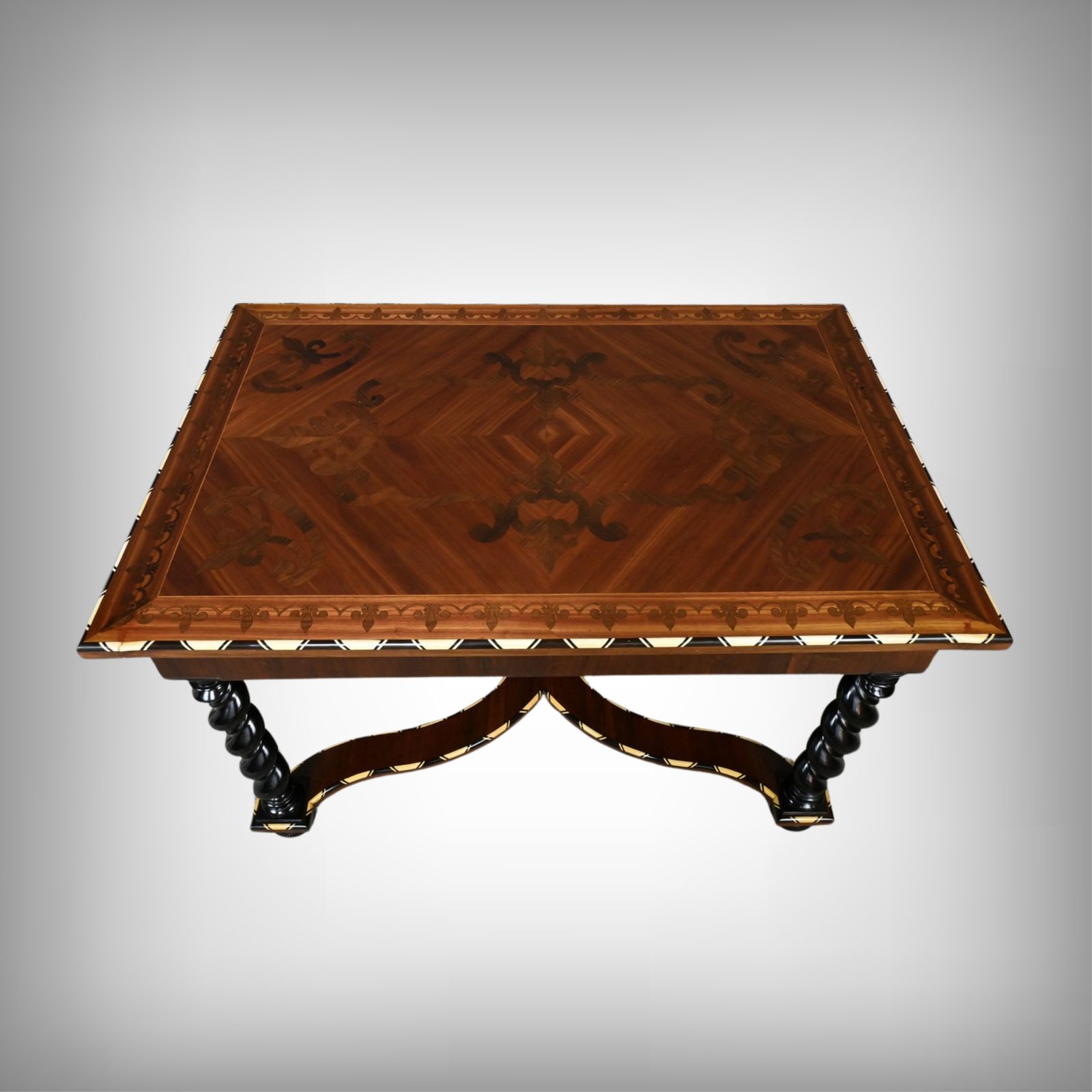 Desk Table In Precious Wood Marquetry, Napoleon III Period – Mid 19th Century photo furniture