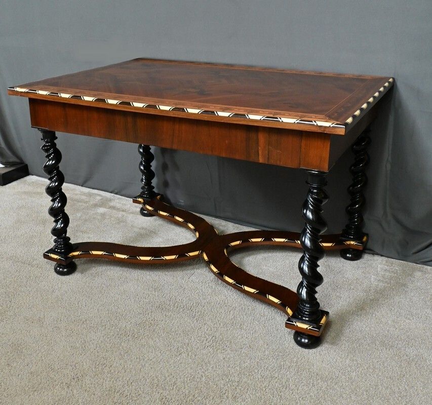 Desk Table In Precious Wood Marquetry, Napoleon III Period – Mid 19th Century photo 2420.0