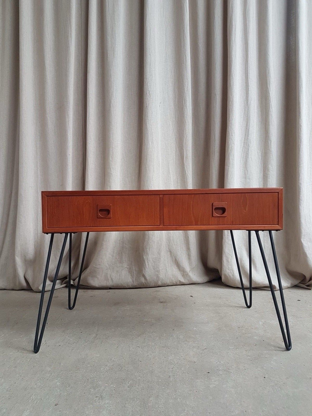 photo for sale Vtg Mid Century Danish Hairpin Leg Compact Sideboard Console Chest Drawers R885