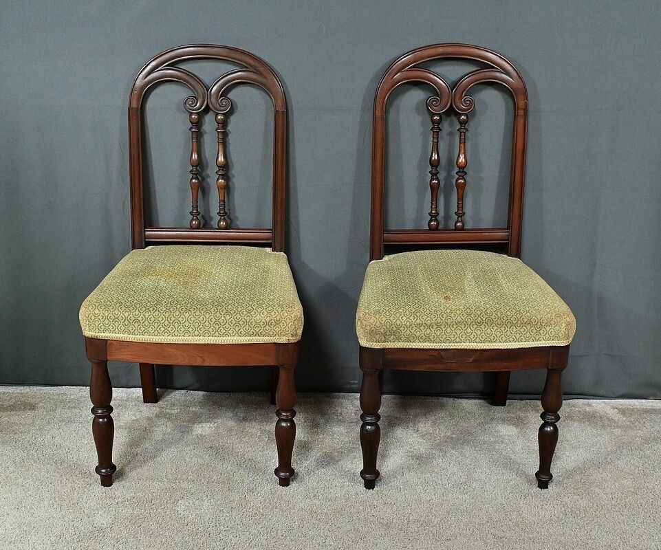 Pair Of Mahogany Chairs, Restoration Period – Part 1 Of The 19th Century photo Furniture