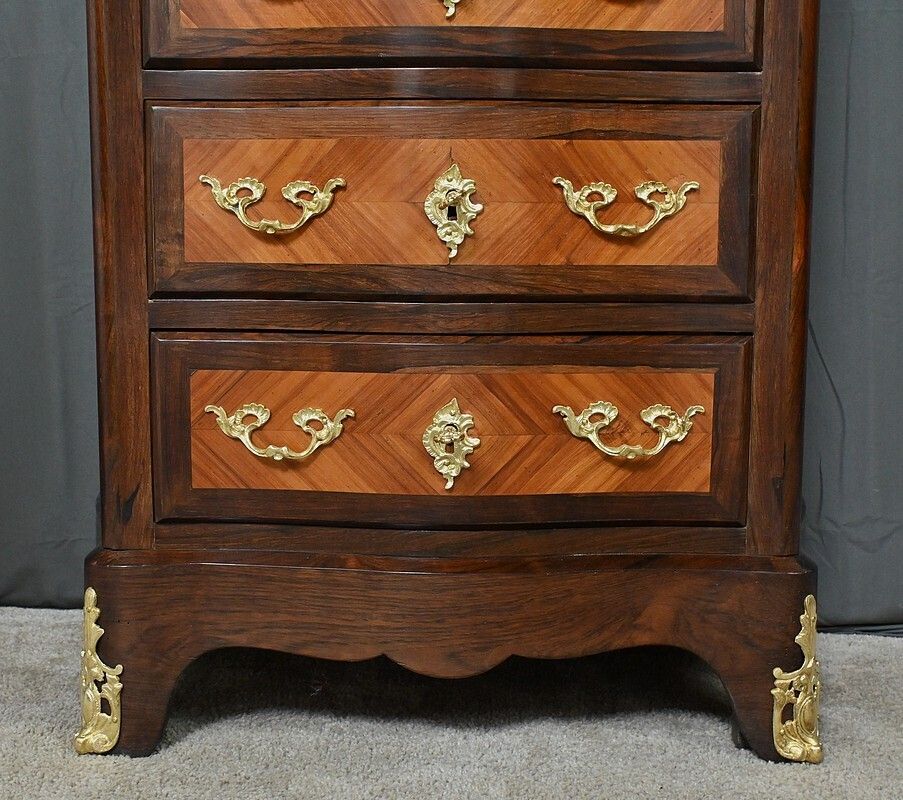 photo furniture Louis XV Style Rosewood And Rosewood Marquetry Chest Of Drawers – 2nd Part Of The 19th Century