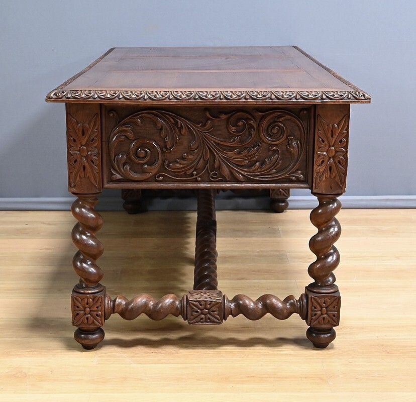 Furniture Oak Desk, Neo Gothic Style – Late 19th Century photo