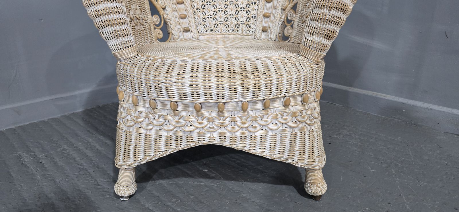 Lovely Painted Wicker Peacock Chair photo Furniture
